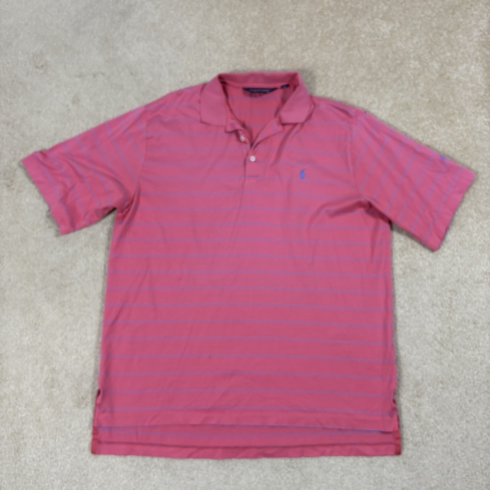 Polo Golf Ralph Lauren Vintage Pink Blue Striped Pima Cotton Shirt Large